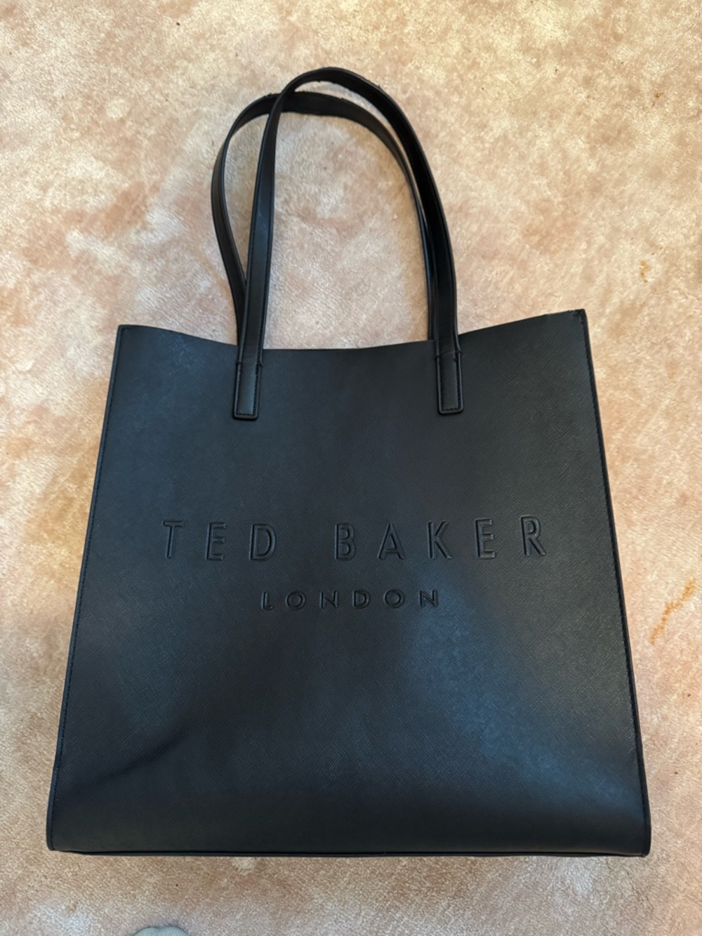 Ted Baker Black Embossed Leather Messenger Tote